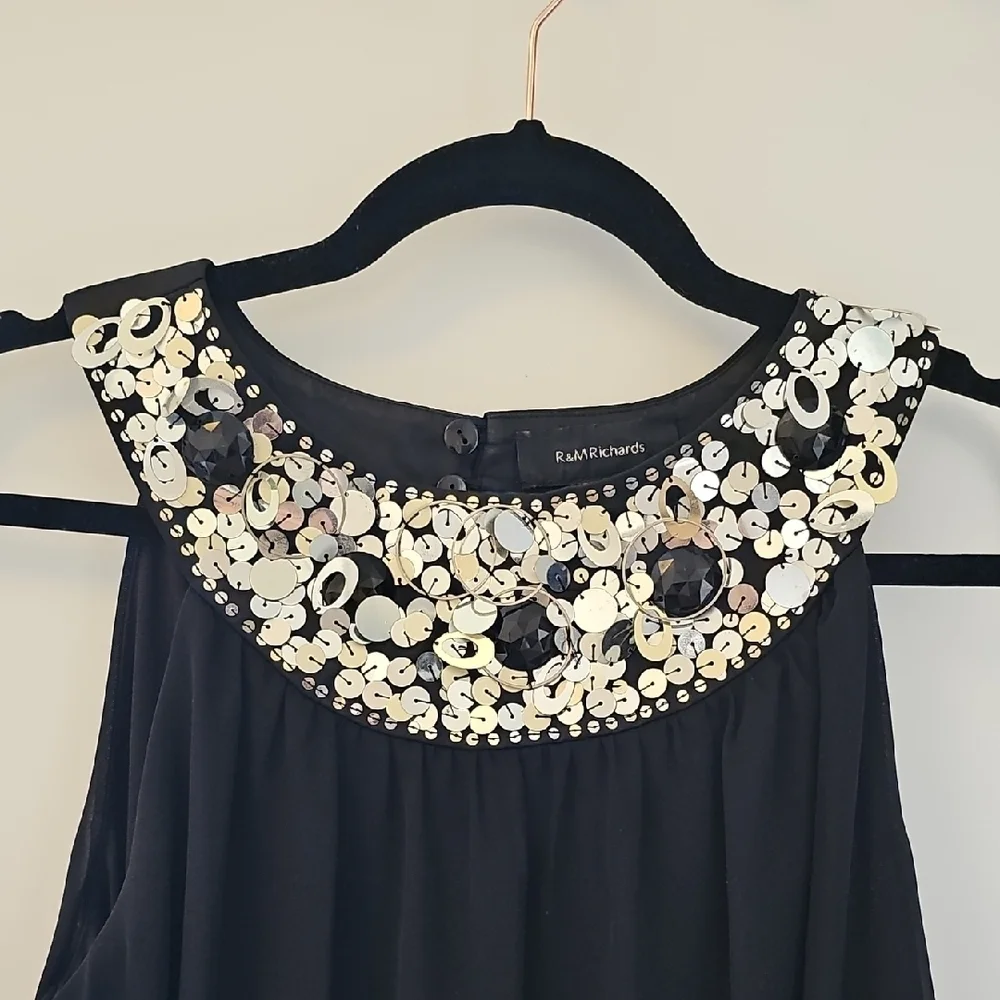 R&M Richards Black Midi Dress Size M - Picture 3 of 9